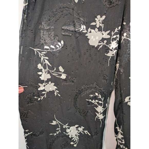 Lulus Pants M Women's Black White Floral Woven Wide Leg Lined Ankle Length Chic - Picture 3 of 9